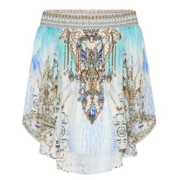 Camilla Gatsbys Girl Off Shoulder Shirred Blouse XS 165E - Picture 5 of 11